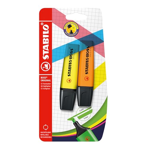 Evidenziatore - Stabilo Boss Original - Pack Da 2 - Giallo/Arancio