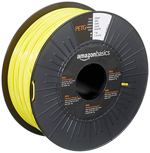 Amazon Basics - Filamento Per Stampanti 3D, In Petg, 1.75 Mm, Giallo, 1 Kg Per Bobina