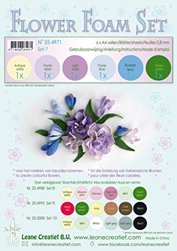 6 Fogli Di Foamiran A4 Gradazioni Pastello Spessore 0,8 Mm Moosgummi X Fiori