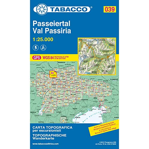 Tabacco Wandern 1 : 25 000 Passeiertal / Val Passiria [Lingua Inglese]: 039