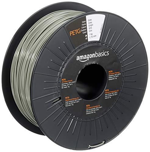 Amazon Basics - Filamento Per Stampanti 3D, In Petg, 1.75 Mm, Grigio, 1 Kg Per Bobina