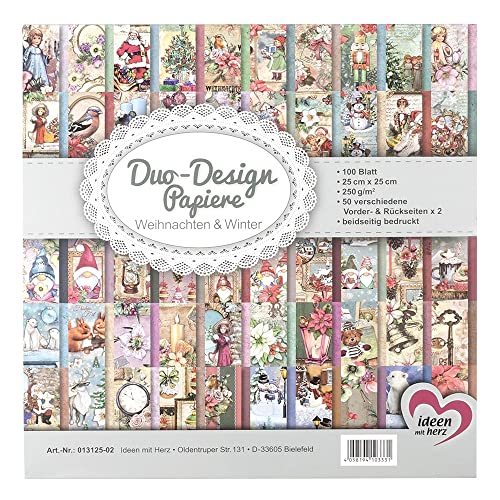Ideen Mit Herz Carta Duo-Design, Natale E Inverno, Stampata Su Entrambi I Lati, 25 Cm X 25 Cm, 250 G/M², 100 Fogli