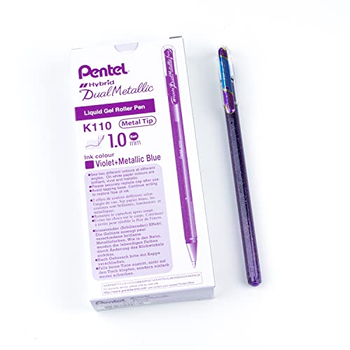 Pentel K110 Roller Hybrid Dual Metallic Effetto Doppio Colore Viola + Blu Metallizzato 12 Pz