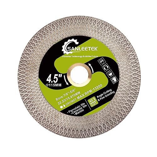 Disco Diamantato 115Mm Dischi Taglio Diamantati Per Gres Piastrelle Ceramica Marmo Pietra Artificiale Con Griglia A X Bifacciale Sanleetek
