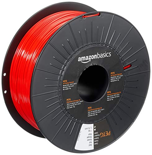 Amazon Basics - Filamento Per Stampanti 3D, In Petg, 1.75 Mm, Rosso, 1 Kg Per Bobina