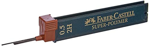 Faber-Castell 120512 - Mine Sottili Super Polimeriche, Durezza 2H, 0,5 Mm, 12 Pezzi