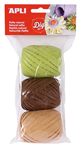 Apli 935977 Gomitoli Rafia Naturale In Tonalità Naturale, Confezione Da 3 Pezzi