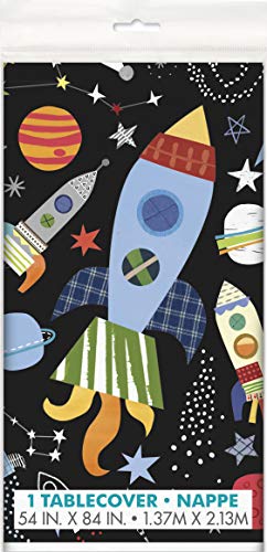Unique- Tovaglia Di Plastica-2,13 M X 1,37 M-Festa Nello Spazio Esterno, Grey, 73263