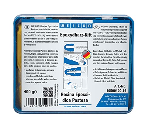 Weicon Resina Epossidica Pastosa 400 G Composto Per Riparazioni Universale Impastabile In Un Pacchetto Completo