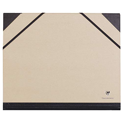 Clairefontaine 44000C - Cartella Da Disegno Chiusura Con Elastico 26X33 Cm, Kraft Bruno