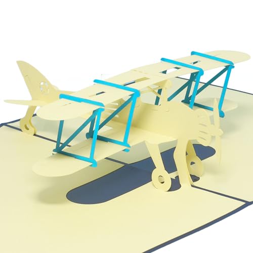 Linpopup®, Lin17512, Biglietti Pop-Up 3D, Biglietti Di Auguri, Biglietti Di Auguri, Patente Di Guida Pilota Aereo, Doppio Piano N146