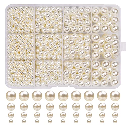 Zhenle 1320 Perle Per Bigiotteria Beige Bianco Perle Finte Rotonde Perle Bianche Per La Creazione Di Gioielli, Collane, Bracciali, Gioielli Fai Da Te