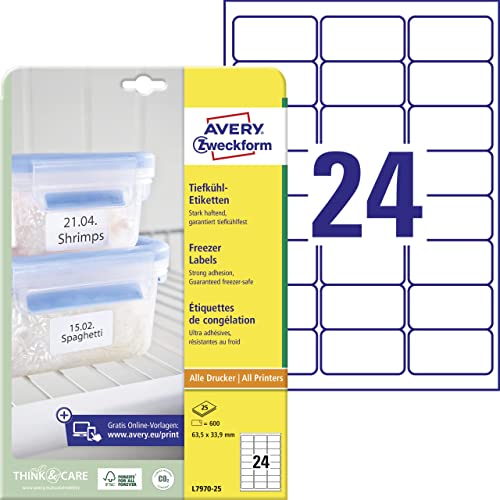 Avery Italia L7970-25 Etichette Freezer, Confezione 25