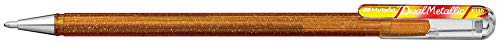 Pentel K110-Dmxx - Penna Roller Hybrid Dual Metallic, Gel Glitterato, Colore Inchiostro Oro/Rosso Metallizzato E Oro, Spessore Tratto 0,5 Mm, 12 Pezzi