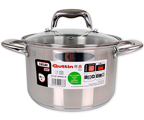 Pentola Con Coperchio Di Vetro Quttin Acciaio/Ø 20 Cm - 4 L