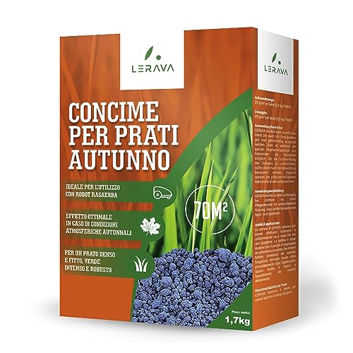 Lerava Autunno Concime Prato Rinverdente - Potassio - Fertilizzante - Rigenera Dopo L'Estate Per Una Massima Resistenza Per L`Inverno - 70M²