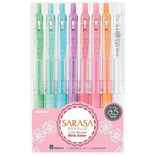 Zebra Sarasa - Penna Con Clip, Punta 0,7 Mm Mk-Set Di 8 Colori 0,5 Mm Multicolore