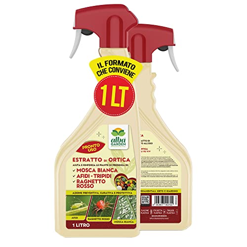 Albagarden - Effetto Insetticida Piante Naturale X 1 Litro A Base Di Estratto Di Ortica Biologico - Contro Cocciniglia Afidi Ragnetto Rosso Pidocchi -