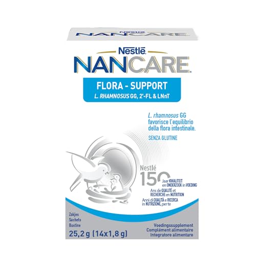 Nestlé Nancare Flora-Support Integratore Alimentare Pediatrico Da 12 Mesi, 14 Bustine Da 1.8 G (25.2 G)