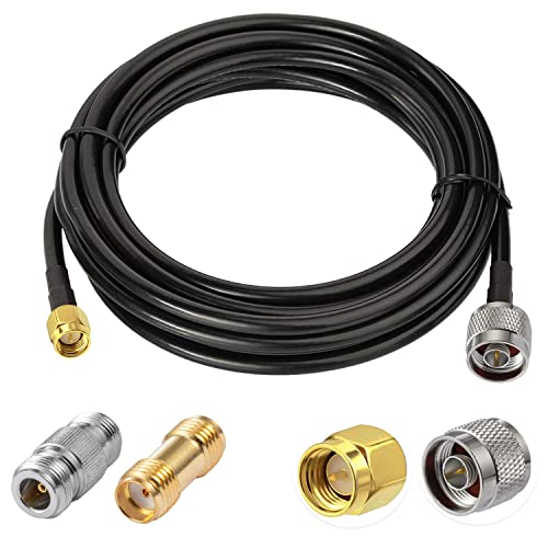 Vecys N A Sma Jumper N Maschio A Sma Maschio Cavo Coassiale A Bassa Perdita Rg58 16.4Ft/5M + 2Pcs N Kit Adattatore Sma Per 3G 4G 5G Lte Antenna Ham Ra