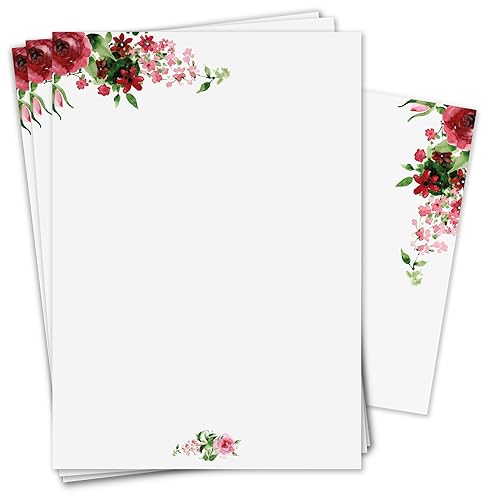 Set Di 50 Fogli Di Carta Da Lettere, Formato Din A4, Rosa Con Busta., Din A4 (210 X 297 Mm)