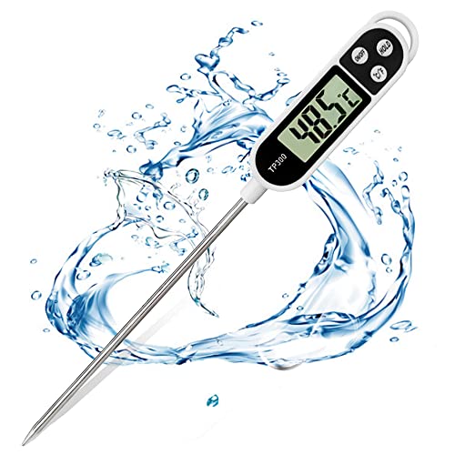 Termometro Alimentare Con Calibrazione Digitale Da Cucina E Barbecue Lcd Con Sonda Lunga Per Olio Dolci Latte Carne (Bianco)