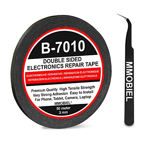 Mmobiel 3 Mm Nastro Bi-Adesivo Rotolo Lungo 50 M (Nero) Per Riparazione Smartphone Tablet