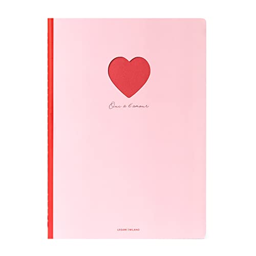 Legami - Quaderno A Righe Large, Foglio B5, Rilegatura A Punto Singer, Carta 100 G/M², 18,5X24,8 Cm, Heart, B5Not0038
