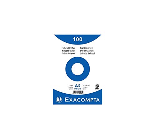 Exacompta 10508E Cartoncini Bristol, 14X21 Cm, Bianco