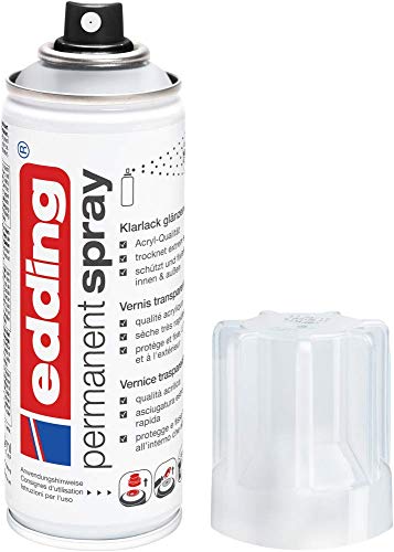 Edding 5200 Spray Permanente Lacca Trasparente, Transparente Lucido, 200 Ml, Vernice Acrilica Fissante Lucida, Per Sigillare E Proteggere La Vernice, 