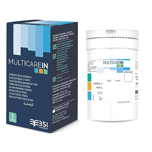 Multicare In, Strisce Colesterolo, Con 1 Chip, 05 Pezzi, Per Una Misurazione Sicura Ed Affidabile Del Livello Di Colesterolo Nel Sangue, 24158