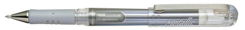 Pentel - Bolígrafo (Punta De 1 Mm, Tinta De Gel Plateada, Metal), Color Plateado