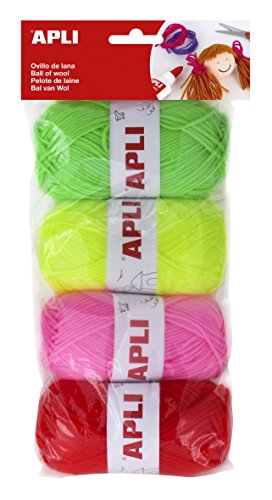 Apli 946054 - Gomitoli Di Lana 4 Pezzi 50G, Toni Fluoro