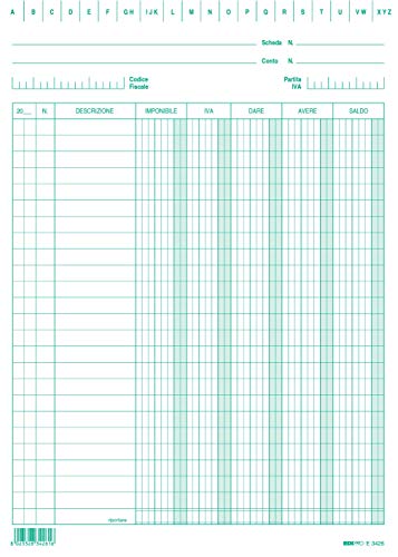 Edipro - E3426Ve - 100 Schede Dare/Avere/Saldo/Iva Verde F.To 24X17