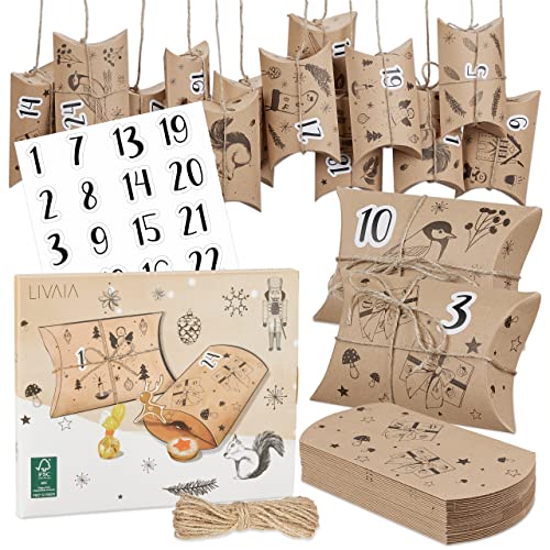 Calendario Dell'Avvento Da Riempire: Calendario Avvento Fai Da Te 2023 - Scatoline, Numeri Adesivi - Calendario Avvento Fai Da Te - Livaia Kit Regalo