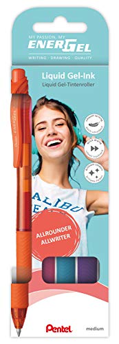 Pentel Bl107-C - Penna Roller Energel Con Meccanismo A Pressione 4 Stück Sortiert Orange/Pink/Hellblau/Violett