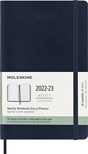 Moleskine - Agenda Settimanale 18-Mesi, Agenda Settimanale 2022/2023, Agenda Settimanale Con Copertina Morbida E Chiusura Elastica, Formato Large 13 X