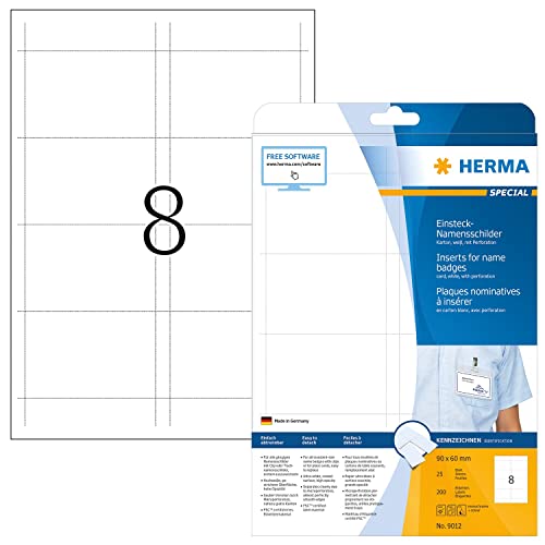 Herma Etichette Per Nomi, 90 X 60 Mm, Etichette Adesive A4 Per Stampante, 8 Etichette Per Foglio, Bianco