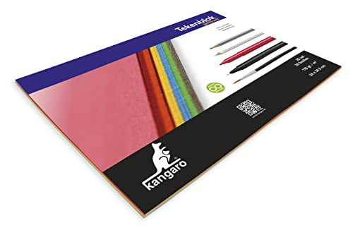 Kangaro Blocco Da Disegno A4+ (24 X 34,5 Mm), 110 G, 20 Fogli Assortiti Rosso, Arancione, Giallo, Blu, Verde