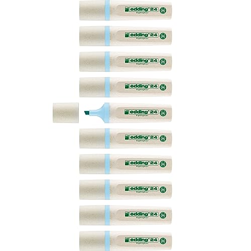 Edding 24 Evidenziatori Ecoline - Blu Pastello - 10 Evidenziatori - Punta A Scalpello 2-5 Mm - Per Evidenziare Ed Evidenziare Testi E Appunti In Modo