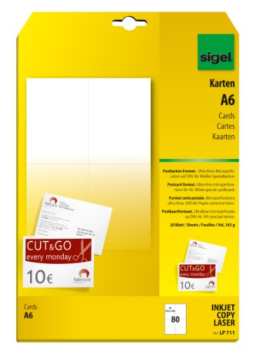 Sigel Lp711 Lotto Di 80 Carte Postali Pc, 10,5 X 14,8 Cm