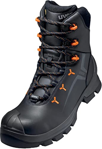 Uvex 2 Vibram Modell 65303 S3 Ci Hi Hro Src Winterschnürstiefel, Schwarz/Orange, Pu/Gummi, Weite 12, 51 Grösse