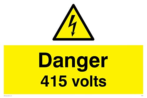 Viking Segni We83-A2L-V "Pericolo 415 Volt" Sign, Vinile, 400 Mm Altezza X 600 Mm Larghezza