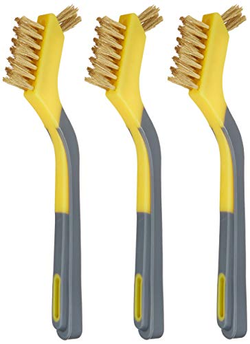 Amazon Basics Set Di 3 Spazzole Mini In Ottone Con Impugnatura Morbida, 12.7 Mm, Nero, Giallo
