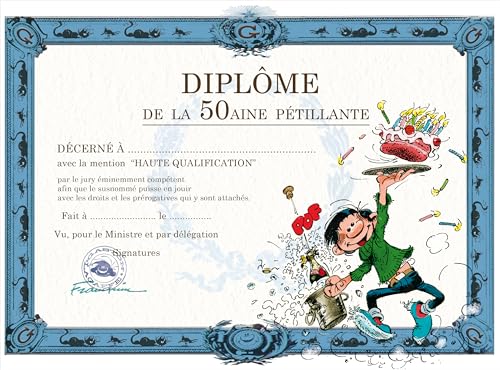 Gaston Lagaffe - Biglietto Doppio Con Busta, Per Anniversario Di 50 Anni, Con Scritta"Happy Birthday"