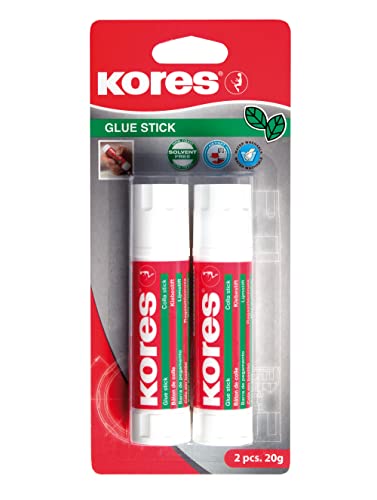 Kores - Glue Stick: Colla Stick A Forte Tenuta, Collante Sicuro E Non Tossico, Ideale Per Fai-Da-Te, Rispettosa Dell'Ambiente, Confezione Da 2 X 20G