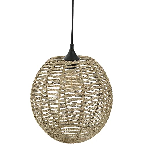 Lámpara Colgante Bola De Ratán Y Metal