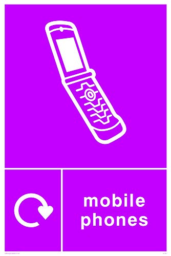 Viking Segni Ij1431-A4P-Ac Recycling-Mobile Phones Sign, Composito Di Alluminio, 300 Mm Altezza X 200 Mm Larghezza