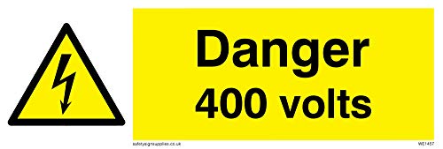 Viking Segni We1457-L15-V "Pericolo 400 Volt" Sign, In Vinile, 50 Mm Altezza X 150 Mm Larghezza