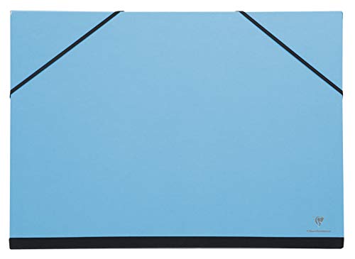 Clairefontaine 144607C - Cartella Portadisegni Con Chiusura Con Elastico 26X33 Cm, Rivestimento Carta Maya Turchese